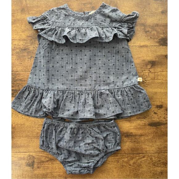 Kate Spade 12Months Baby Girl Blue Polk Dots Dress Summer Wear - Picture 1 of 8